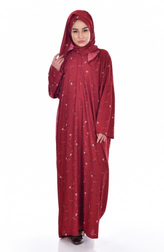 Claret Red Hijab Dress 1008-01