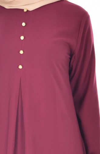 Viscose Button Detailed Dress 9012-04 Claret Red 9012-04