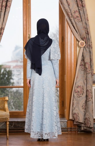 فساتين سهرة بتصميم اسلامي أزرق ثلجي 3003-01