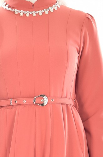 Robe a Ceinture et Collier 8112-06 Rose Pâle 8112-06