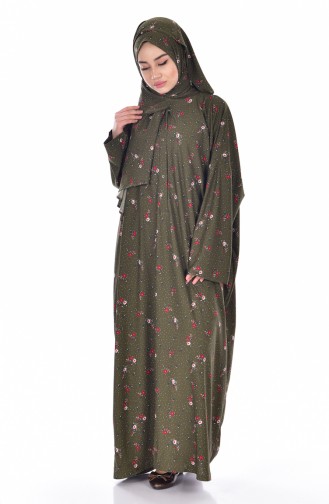 Khaki Hijab Dress 1008-03