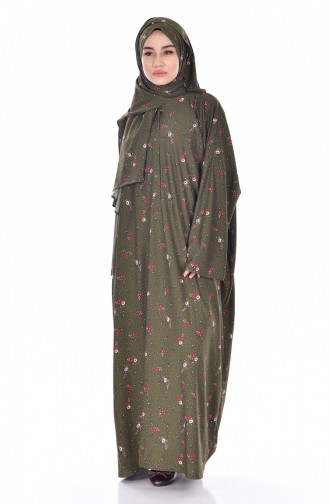 Khaki Hijab Dress 1008-03