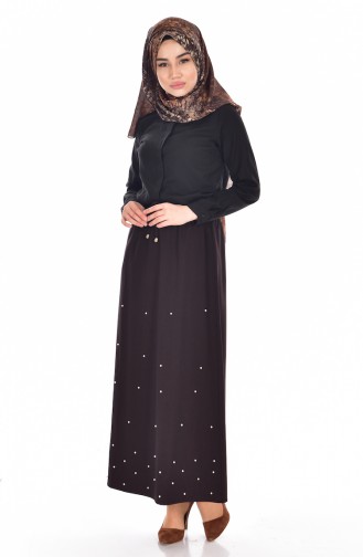 Jupe élastique avec Perles 1009-05 Brun 1009-05