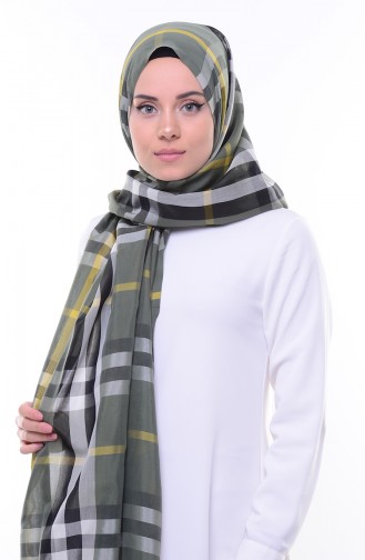 Armine Floş Pamuklu Şal 44379-05 Yağ Yeşili