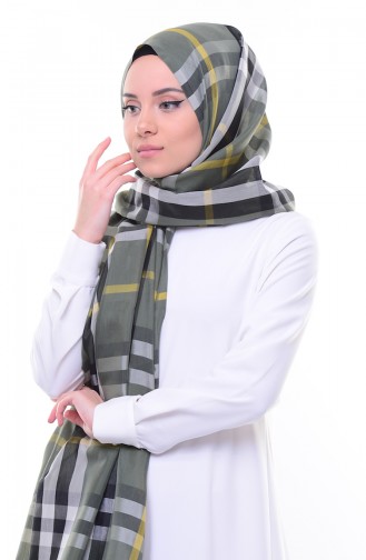 Armine Floş Pamuklu Şal 44379-05 Yağ Yeşili