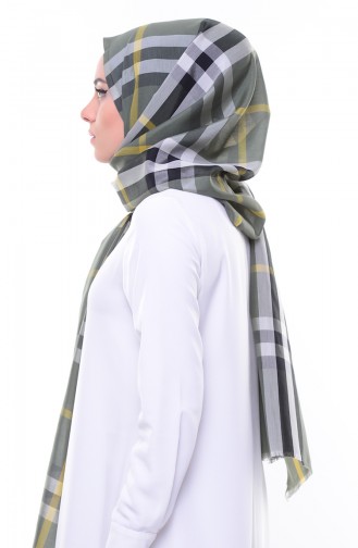Armine Floş Pamuklu Şal 44379-05 Yağ Yeşili