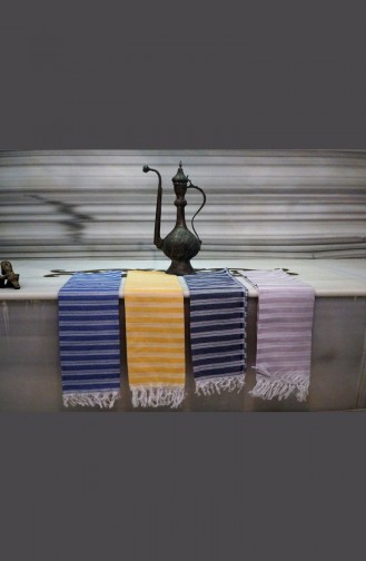 منشفة حمام تركية بتصميم مُخطط 9003-04 لون كحلي 9003-04