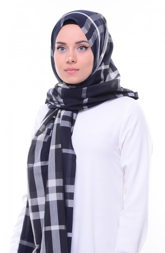 Armine Floş Pamuklu Şal 44379-06 Lacivert