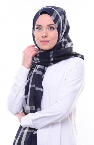 Armine Floş Pamuklu Şal 44379-06 Lacivert