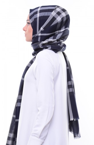 Armine Floş Pamuklu Şal 44379-06 Lacivert