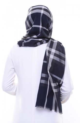 Armine Floş Pamuklu Şal 44379-06 Lacivert