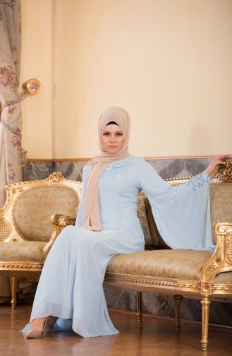 Blue Hijab Evening Dress 52669-04