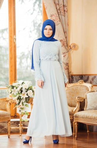 Blue Hijab Evening Dress 52670-06