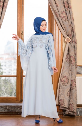Blue Hijab Evening Dress 52668-01