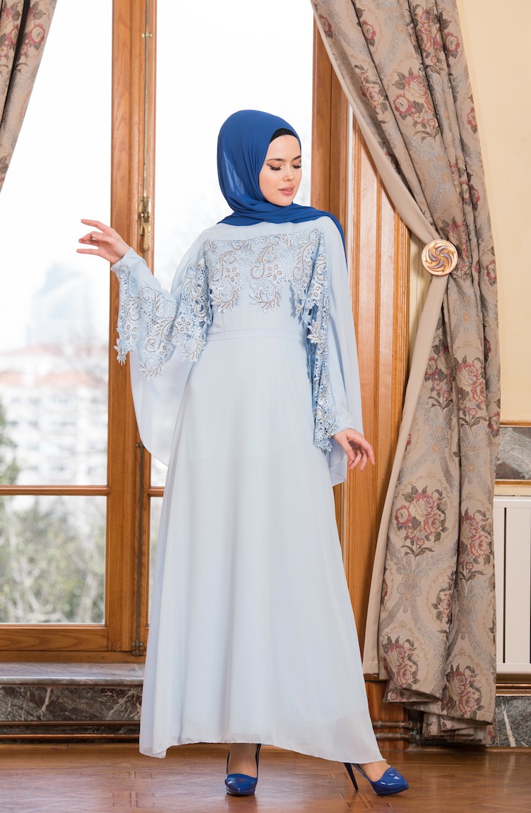 Blue Hijab Evening Dress 5266801 Sefamerve