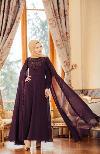 Purple Hijab Evening Dress 52676-02