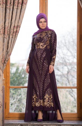 Purple Hijab Evening Dress 52678-05