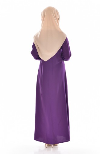 Viscose Button Detailed Dress 9012-09 Purple 9012-09