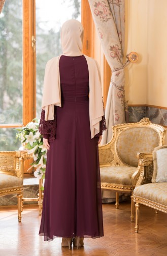 Plum Hijab Evening Dress 52670-05