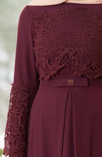 Robe de Soirée Détail Dentelle 52670-05 Plum 52670-05