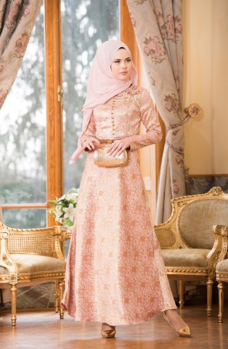 Rosa Hijab-Abendkleider 7974-03