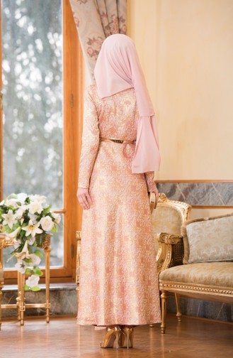 Pink Hijab Evening Dress 7974-03