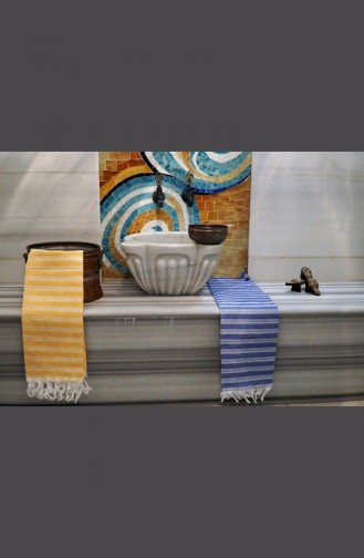 منشفة حمام تركية بتصميم مُخطط 9003-03 لون أصفر 9003-03