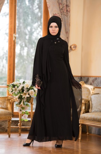 Black Hijab Evening Dress 52669-01