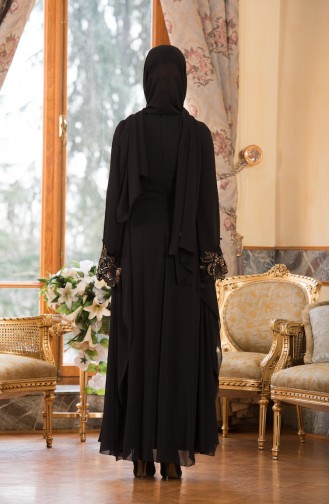 Black Hijab Evening Dress 52669-01