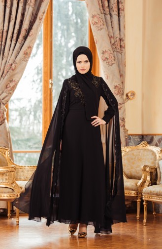 Hijab Abendkleid  52676-01 Schwarz 52676-01