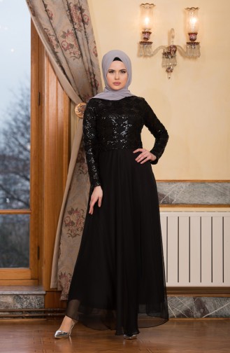 Schwarz Hijab-Abendkleider 7944-02