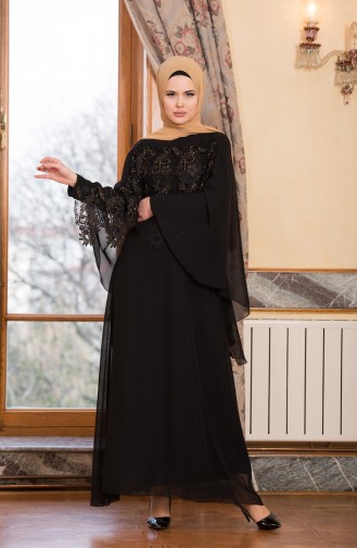 Schwarz Hijab-Abendkleider 52668-02