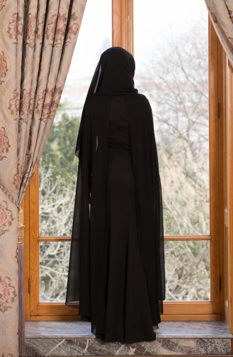 Black Hijab Evening Dress 52671-01