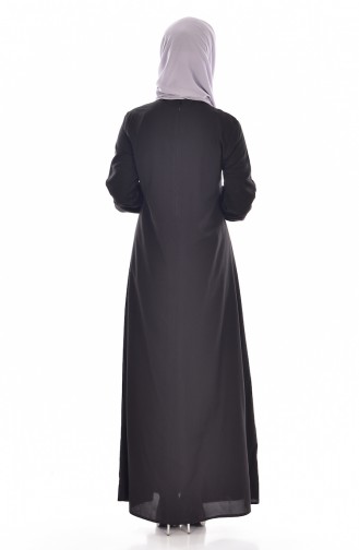 Viskon Düğme Detaylı Elbise 9012-01 Siyah 9012-01