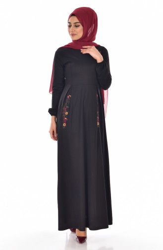 Black Hijab Dress 3703-05