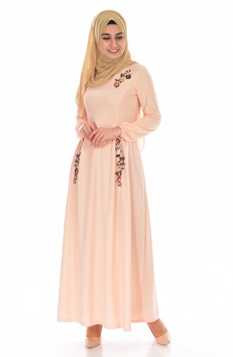 Salmon Hijab Dress 3703-03