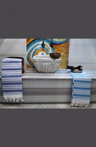 Saraylı Pestemal Wide Striped 9004-04 Turquoise 9004-04