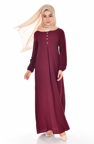 Viscose Button Detailed Dress 9012-03 Cherry 9012-03