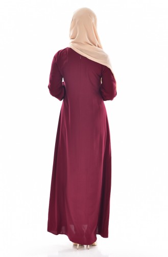 Viscose Button Detailed Dress 9012-03 Cherry 9012-03