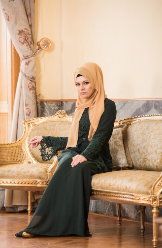 Green Hijab Evening Dress 52670-02