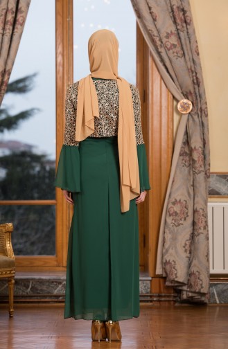 Green Hijab Evening Dress 3288-04