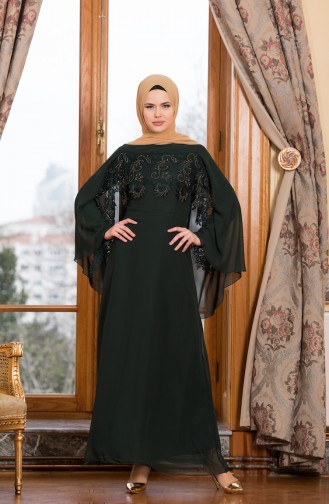 Green Hijab Evening Dress 52668-03