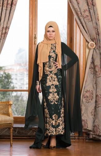 Green Hijab Evening Dress 52671-02