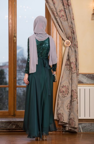 Emerald Green Hijab Evening Dress 7944-04