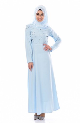 Robe Hijab Bleu Bébé 4419-09