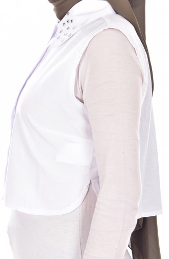 Col Chemise Perlées 8043F-01 Blanc 8043F-01