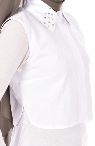 Col Chemise Perlées 8043F-01 Blanc 8043F-01