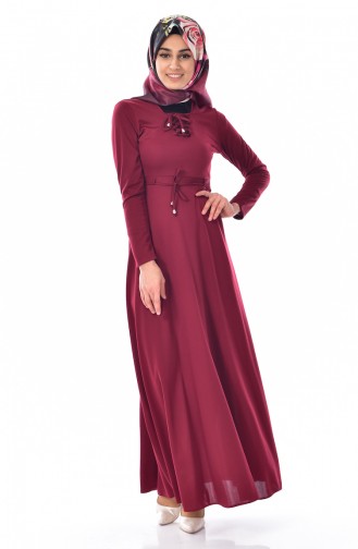 Claret Red Hijab Dress 1082-06