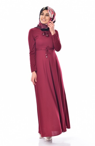 Claret Red Hijab Dress 1082-06