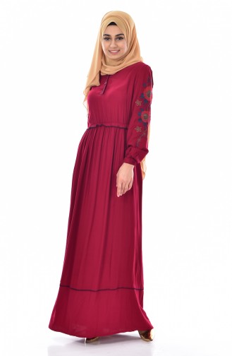 Claret Red Hijab Dress 3612-04